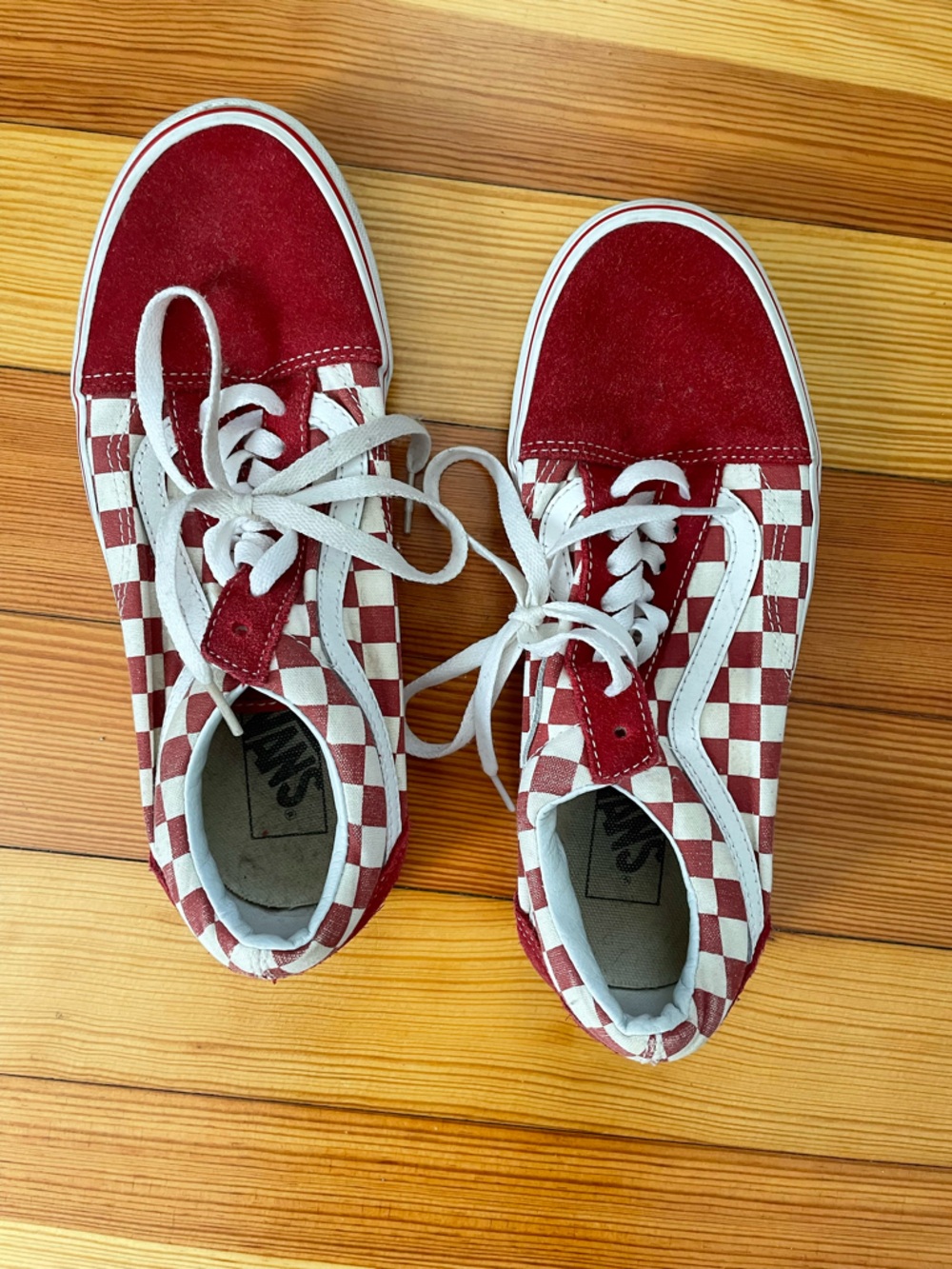 Vans Red & White Checkerboard Low-Top Sneakers